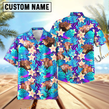 Uni Beefmaster Light Blue Flowers 3D Hawaiian Shirt