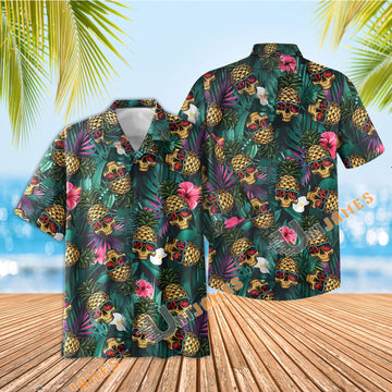 UNIJAMES PINEAPPLE SKULL HAWAIIAN SHIRT