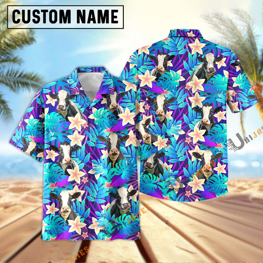 Uni Holstein Light Blue Flowers 3D Hawaiian Shirt