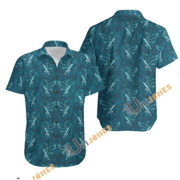 UniJames Comfort Prey Anniversary (Teal) Button Shirt, Hawaiian Shirt For Men