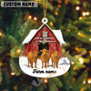 Uni Personalized Cow Moo-ry Christmas Barn Acrylic Ornament (14 Breed Options)