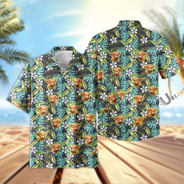 Uni Highland Summer Blue Flowers 3D Hawaiian Shirt