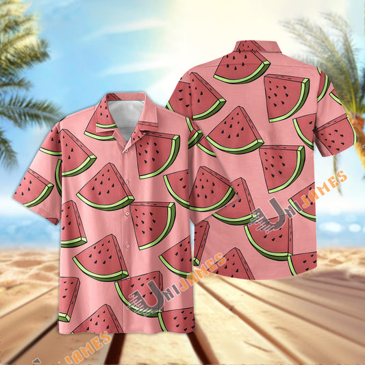 UniJames Pink Juicy Watermelon Paradise Hawaiian Shirt