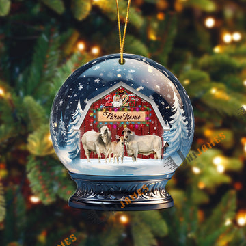 Uni Brahman Christmas Snowball Farm Custom Shape Acrylic Ornament