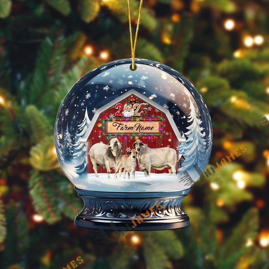 Uni Brahman Christmas Snowball Farm Custom Shape Acrylic Ornament