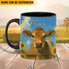 Uni Black Angus Peace Farm Personalized Name Two Tone Mug (10 Cattle Breeds)