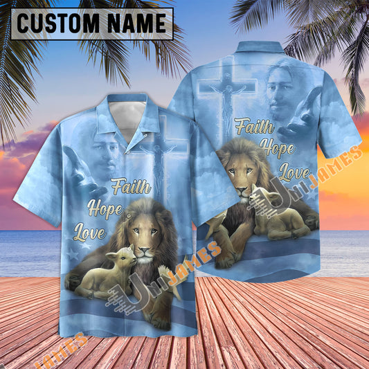 Unique Faith Hope Love Jesus Lion And The Lamb Hawaiian Shirt