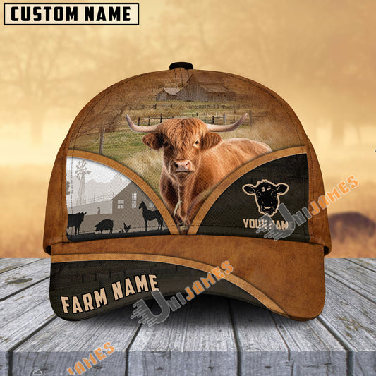 Uni Highland Farm Country Customized Name Brown Leather Pattern Cap