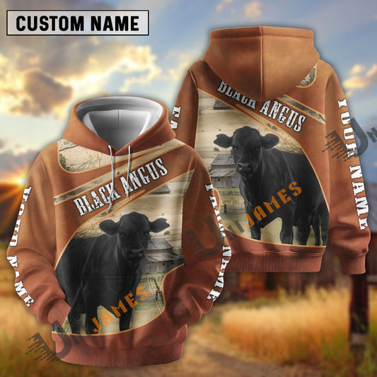 Uni Black Angus Customize Name, Farm Name Brown Hoodie