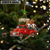 Uni Personalized Holstein Ornament – Red Christmas Truck & Farm Name Custom Shape Acrylic Ornament