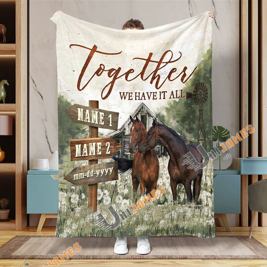 Uni Personalized Together We Have It All Horse Farmhouse  Blanket