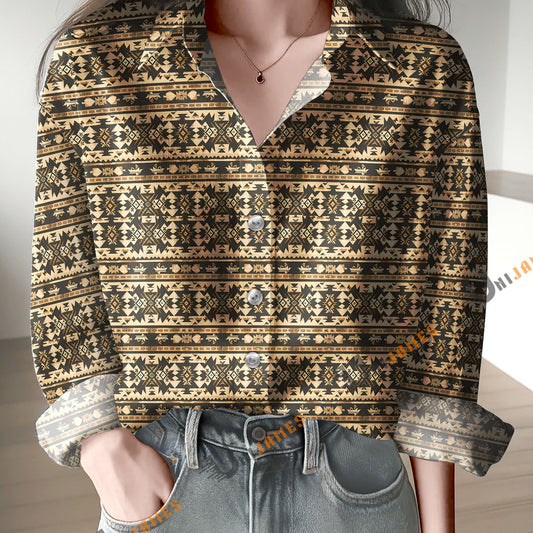 Uni Earthy Western Ethnic Pattern Casual Shirt