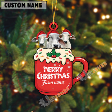 Uni Personalized Brahman Merry Christmas Farm Mug Ornament