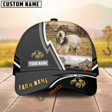 Uni Brahman Black White Country Customized Name Brown Leather Pattern Cap