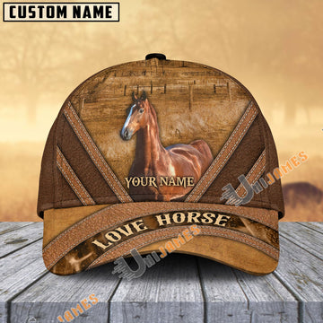 Uni Saddlebred Horse Brown Leather Pattern Personalized Name Cap