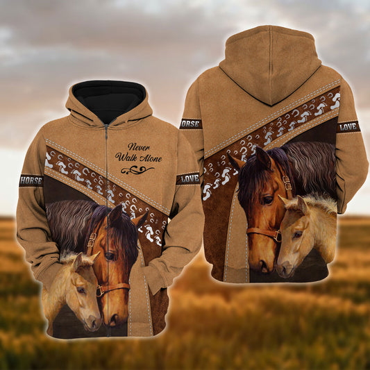 Uni Custom Name Horse Lovers Never Walk Alone 3D Hoodie