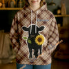 Uni Personalized Sunflower Cow Cozy Hoodie (12 Cattle Breeds)