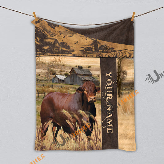 Uni Personalized Name Beefmaster Peaceful Farm 3D Blanket