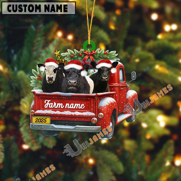 Uni Personalized Belted Galloway Christmas Farm Truck Custom Shape Acrylic Ornament