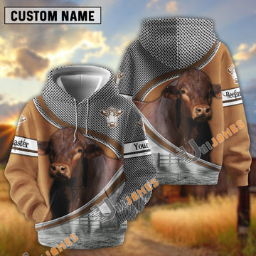 Uni Beefmaster Metal Pattern Personalized Name 3D Hoodie