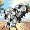 Uni Big Hibiscus Black Hawaiian Shirt Aloha Shirt Short Sleeve Pocket Shirt Vacation Hawaiian Outdoor Vacation Hawaiian Shirt