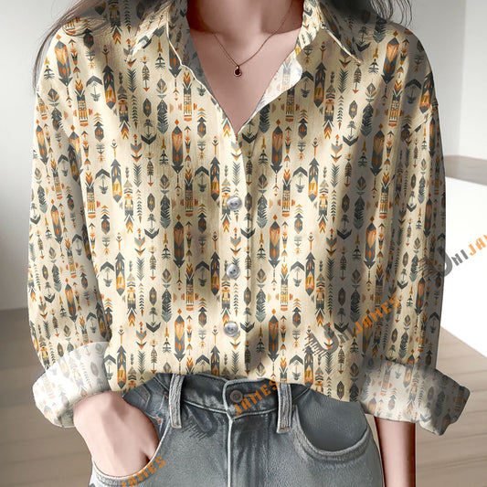 Uni Tribal Pattern Vintage Casual Shirt