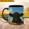 Uni Black Angus Peace Farm Personalized Name Two Tone Mug (10 Cattle Breeds)