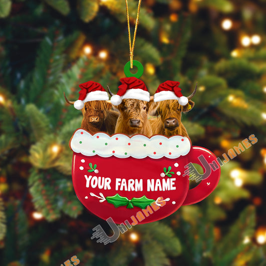 Uni Highland Christmas Cup Custom Shape Acrylic Ornament