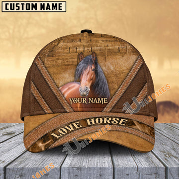 Uni Morgan Horse Brown Leather Pattern Personalized Name Cap