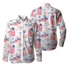 UniJames Men's Battleship American Flag Cotton Button-Down Short Sleeve Shirt