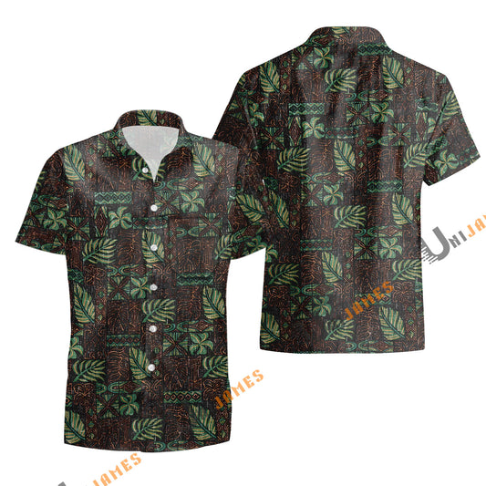UniJames South Pacific Tapa - Black Short Sleeve Hawaiian Shirt