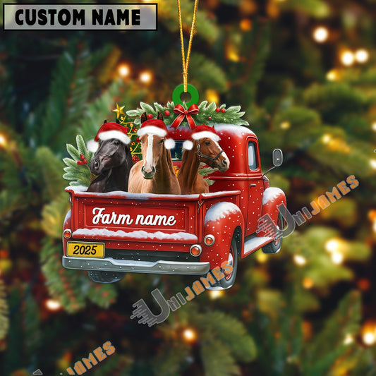 Uni Personalized Horse Christmas Farm Truck Custom Shape Acrylic Ornament