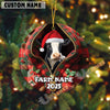 Uni Personalized Farm Name Merry Christmas Cow Breed Plaid Acrylic Ornament (14 Breed Options)