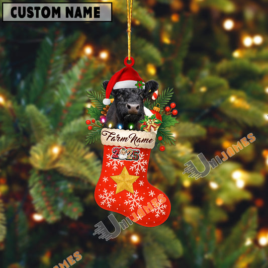 Uni Personalized Belted Galloway Christmas Stocking Ornament