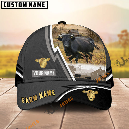 Uni Dexter Black White Country Customized Name Brown Leather Pattern Cap