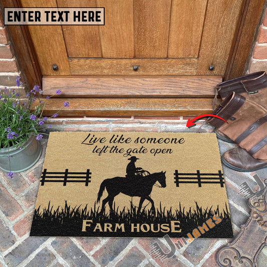 Uni Horse Custom Farm Name Live Like Someone Left The Gate Open Coir Doormat