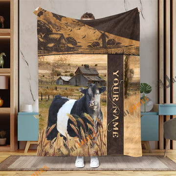 Uni Personalized Name Belted Galloway Peaceful Farm 3D Blanket