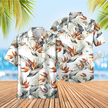 UniJames Green Bird Of Paradise Floral Tropical Hawaiian Shirt