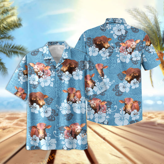 Uni Beefmaster Tribal Flowers Hawaiian Shirt