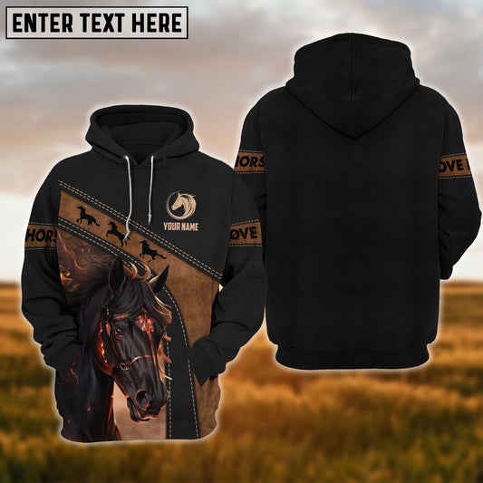 Uni Custom Name Black Horse Lovers 3D Hoodie