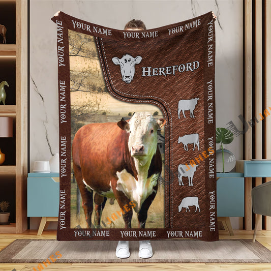 Uni Personalized Name Hereford Farm Super Soft Blanket