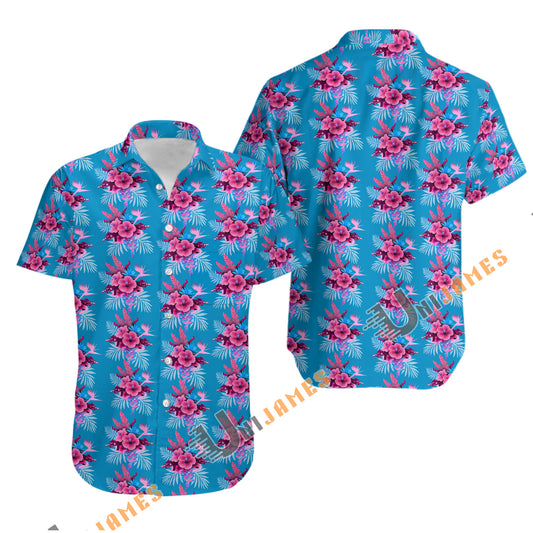 UniJames Comfort Hibiscus (Miami) Button Down For Men