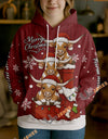 Uni Personalized Cute Christmas Cow Hoodie (8 Cattle Breeds)