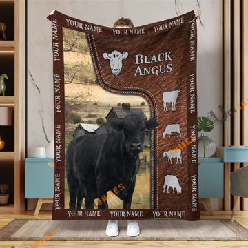 Uni Personalized Name Black Angus Farm Super Soft Blanket