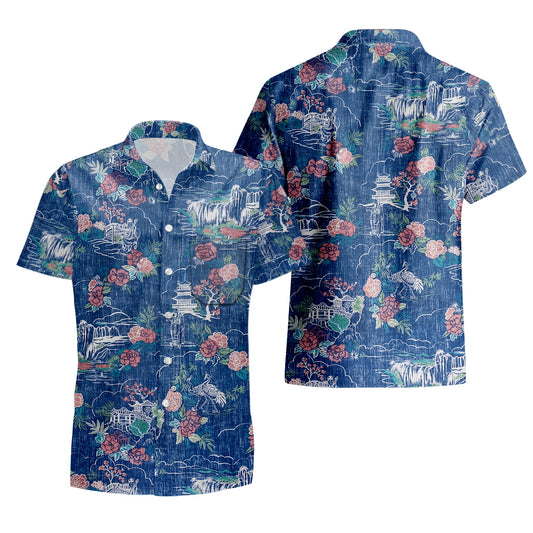 UniJames Forbidden Gardens - Navy Short Sleeve Hawaiian Shirt