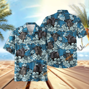 Uni Dexter Dark Blue Flower Hawaiian Shirt