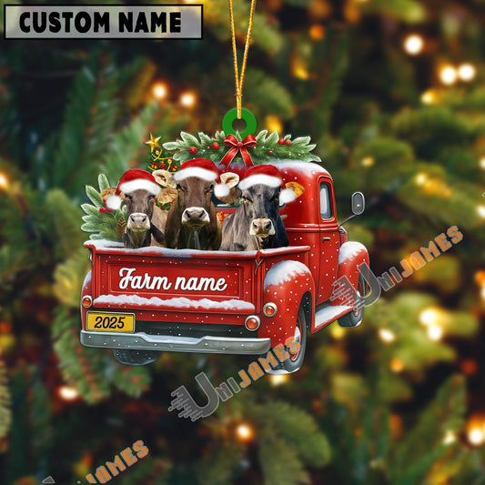 Uni Personalized Brown Swiss Christmas Farm Truck Custom Shape Acrylic Ornament