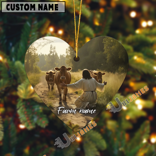 Uni Personalized Cows Farm Heart Acrylic Ornament (14 Breed Options)