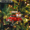 Uni Personalized Simmental Ornament – Red Christmas Truck & Farm Name Custom Shape Acrylic Ornament