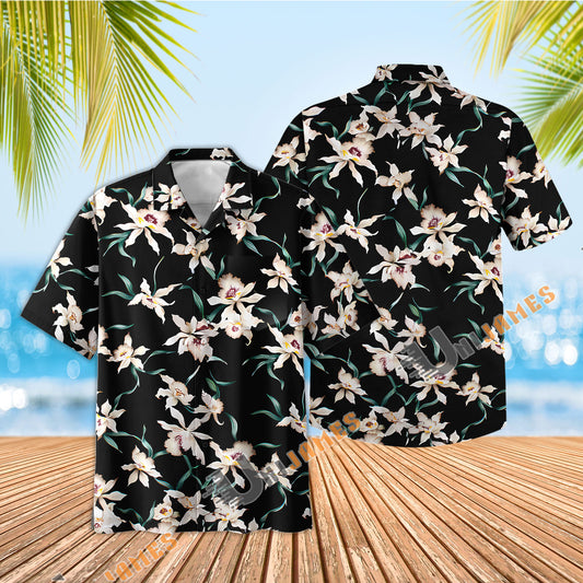 UniJames Star Orchid - Black Short Sleeve Hawaiian Shirt
